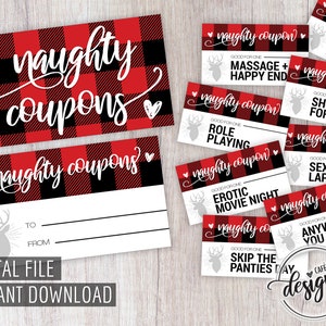 Sexy Naughty Coupons, Christmas Gift Love Sex Coupons, Gifts for him her, Couples Coupons DIY, Last Minute Gift, Printable Instant Download