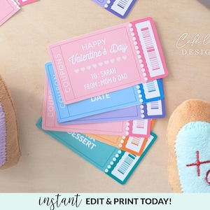 Buoni sconto per San Valentino, modello stampabile modificabile, libro di buoni sconto di compleanno, regalo originale per bambini e adolescenti, buoni sconto colorati, fai da te istantaneo Corjl