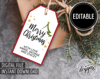 Editable Christmas Tags, Printable Merry Christmas Customizable Gift Labels, Christmas Food Labels Template Instant Download, DIY Gift Tags