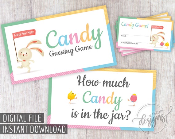 Easter Candy Guessing Game, Printable Easter Games, Easter Party Printables, Guess How Much Candy is in the Jar, Baby Shower Candy Game, DIY Il_570xn
