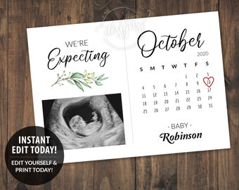 Pregnancy Announcement Printable Card, Baby Announcement to husband, Parents, Grandparents, Sister Brother, Expecting Digital Editable Corjl