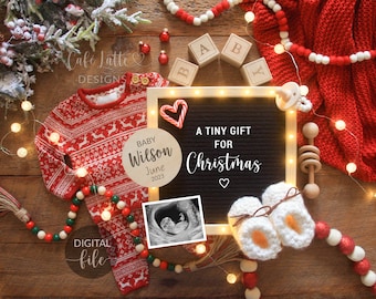 Digitale Weihnachtsankündigung für Schwangerschaft Social Media, Familie, die um ein Herz zwei Füße wächst, ein Grund mehr, fröhlich zu sein, Weihnachtsmann-Winter-Baby