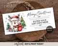 CHRISTMAS Gift Certificate Printable, Surprise Christmas Gift Certificate Editable Template, Personalized Custom Gift Coupon Reindeer DIY