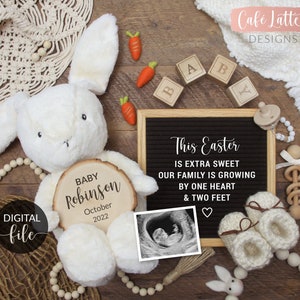 Digital Easter Pregnancy Announcement Social Media, Eggspecting Somebunny Sweet Baby Announcement, Growing By One Heart & Two Feet Instagram Easter Poem