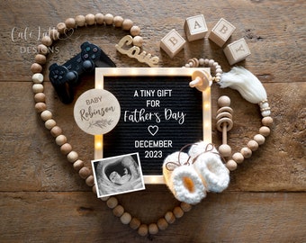 Fathers Day Pregnancy Announcement Digital, Video Game Baby Announcement Digital Social Media, Boho Neutral Baby, Editable Template Heart