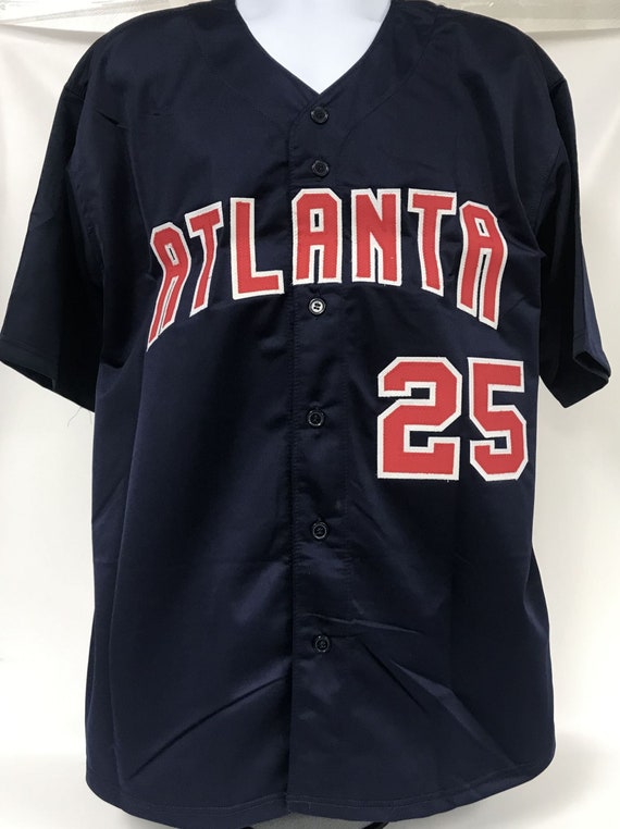 Andruw Jones Autographed Atlanta Custom Baseball Jersey - PSA/DNA COA