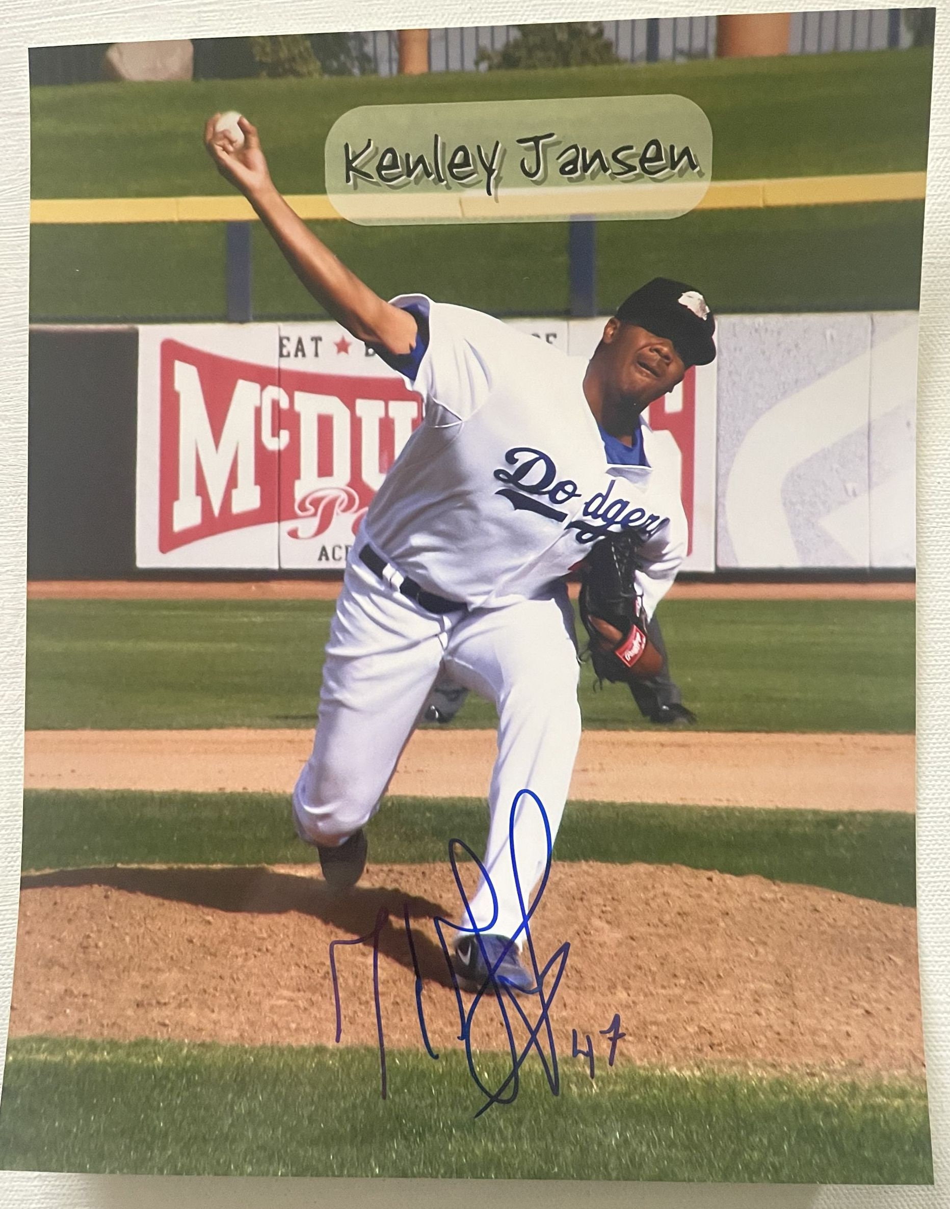 Kenley Jansen Signed Autographed Glossy 8x10 Photo Los 