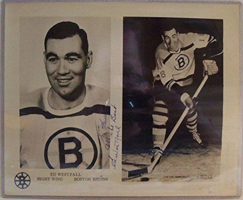 Ed Westfall Signed Autographed Vintage Glossy /'To Freddie/' 8x10 Photo Boston Bruins COA Matching Holograms