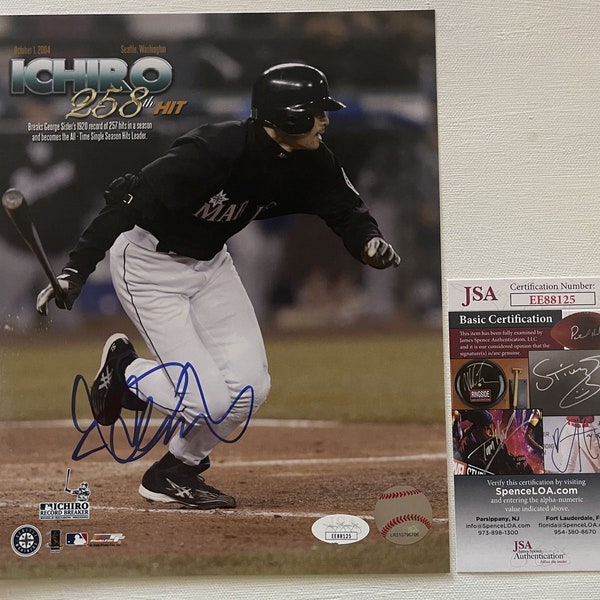 Ichiro Suzuki Signed Autographed 258th Hit Glossy 8x10 Photo Seattle Mariners - JSA Authenticated