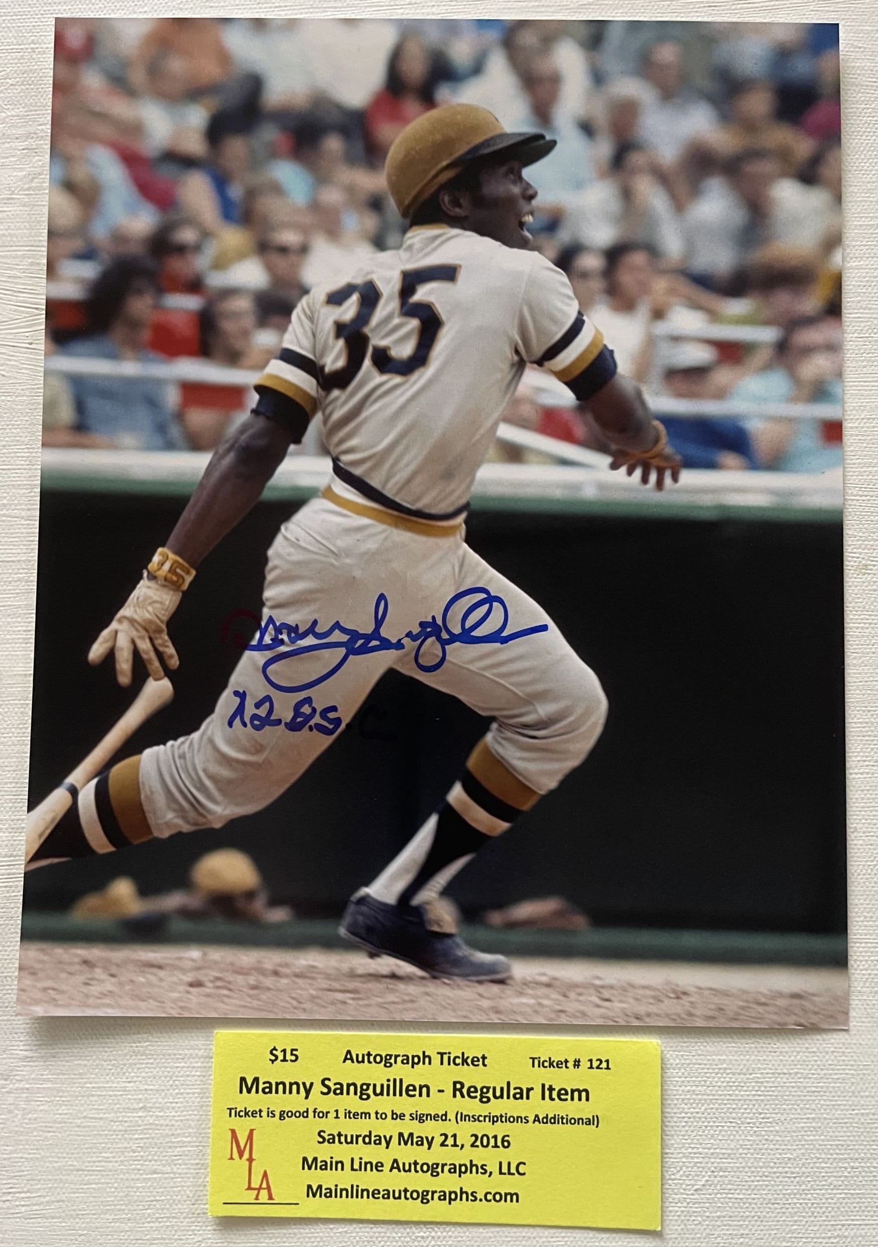 Manny Sanguillen Signed Autographed 2x Wsc Glossy 