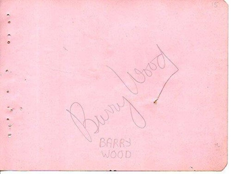 Barry Wood d. 1970 Signed Autographed Vintage Autograph Page