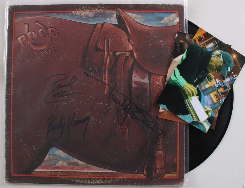 POCO Band Signed Autographed Live Record Album w Proof Photos