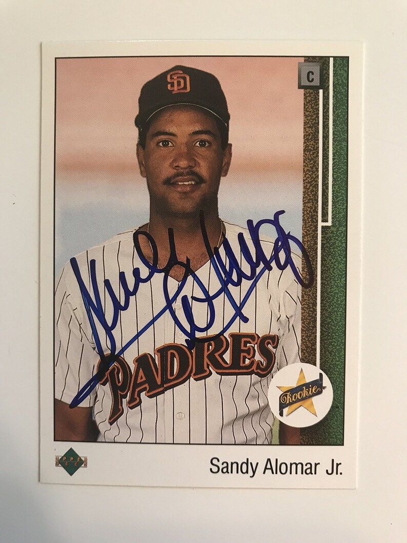 Sandy Alomar Signed Autographed 1989 Upper Deck Rookie Baseball Card Jr San Diego Padres
