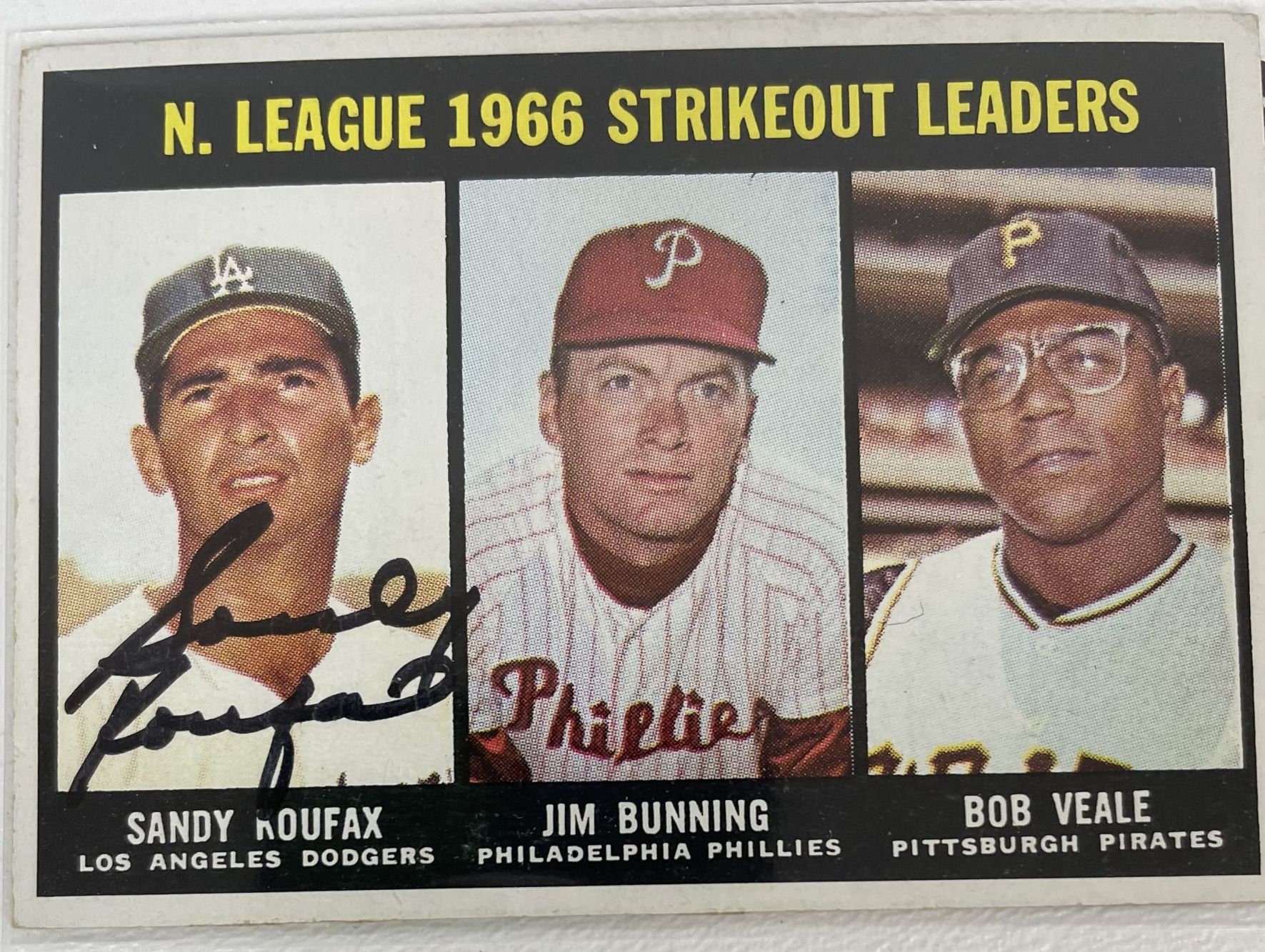 Sandy Koufax Signed Autographed 1967 Topps Leaders Baseball - Etsy
