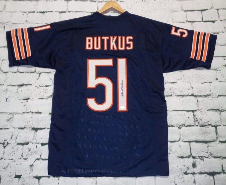 Dick Butkus Signed Autographed Chicago Bears Blue Football Jersey JSA COA