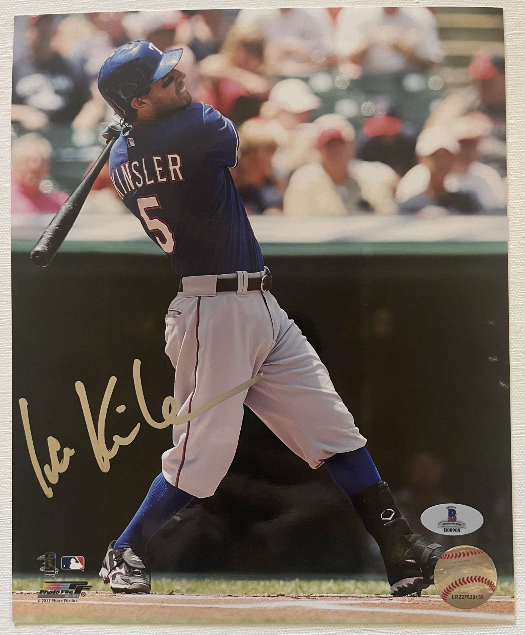 Ian Kinsler Signed Autographed Glossy 8x10 Photo Texas Rangers 