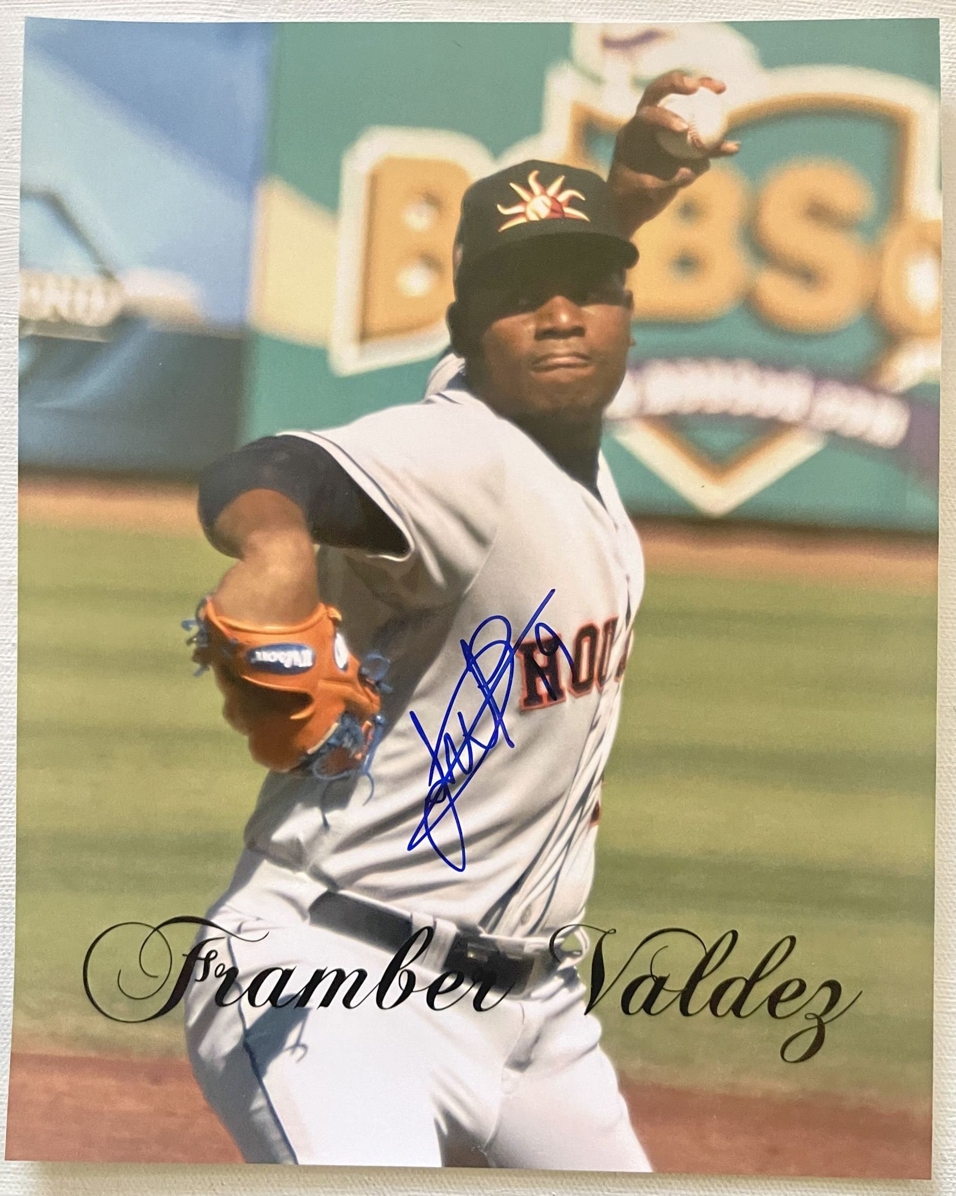 Framber Valdez Houston Astros Autographed 8 x 10 White Jersey Pitching  Photograph