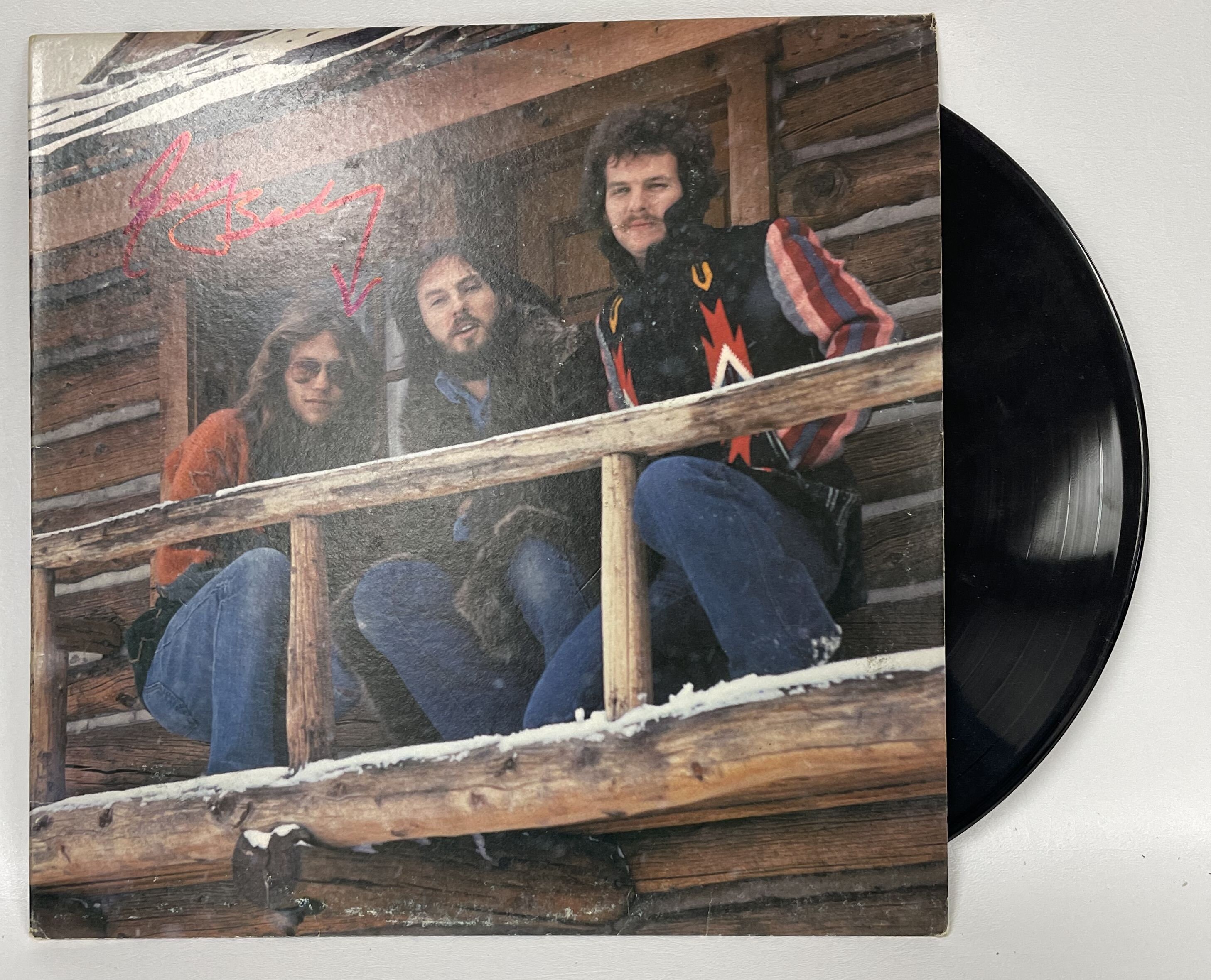 Dewey Bunnell Gerry Beckley signed America Hat Trick album vinyl record COA proof STAR Dewey Bunnell Gerry Beckley signed America Hat Trick album vinyl record COA proof STAR