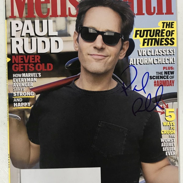 Paul Rudd firmó la revista "Men's Health" completa autografiada - COA de por vida