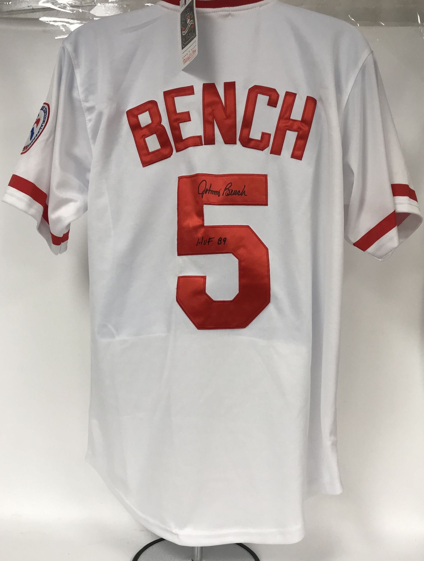 Johnny Bench Signed Autographed hof 89 Mitchell & 