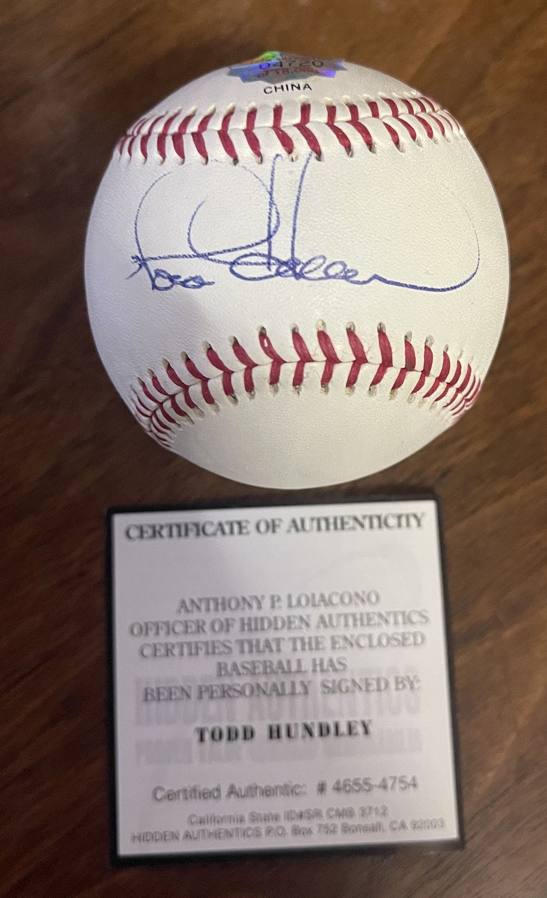 Todd Hundley Signed Autographed Official League Baseball Hidden