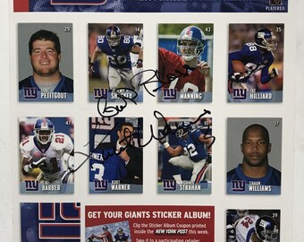 Kurt Warner Signed Autographed New York Giants Sticker Collection Sheet - Lifetime COA