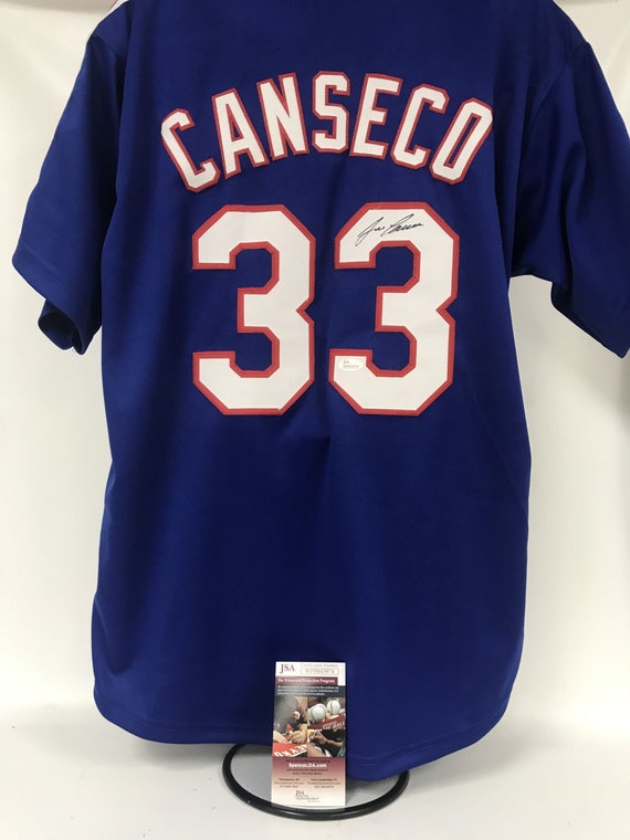 Jose Canseco Signed Autographed Texas Blue Baseball Jersey 