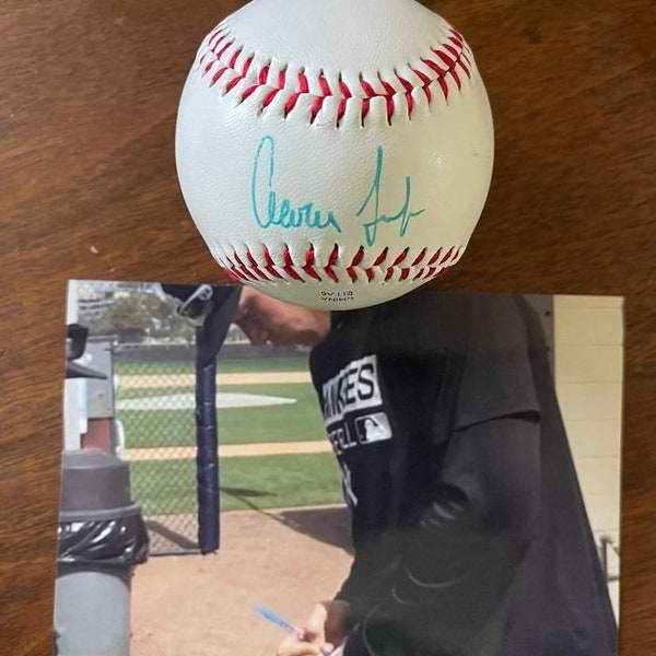 Aaron Judge Signed Autographed Official League Baseball w/ Signing Photo - Lifetime COA