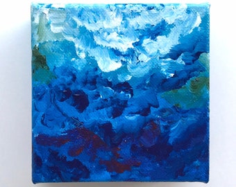 4" x 4" Deep Sea Painting; Small Painting; Original Artwork; Mini canvas painting; ap281