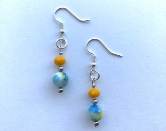 Blue and Yellow Earrings; J254