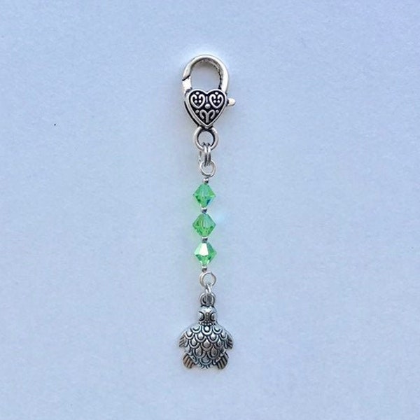 Sea turtle planner charm, handbag charms, beach charms purse dangle, key chain clip, journal charm, planner charm dangle, zipper pull, ZP192