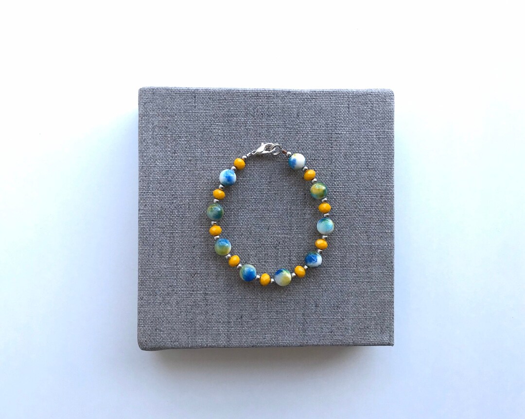 Blue and Yellow Bracelet J253 Etsy