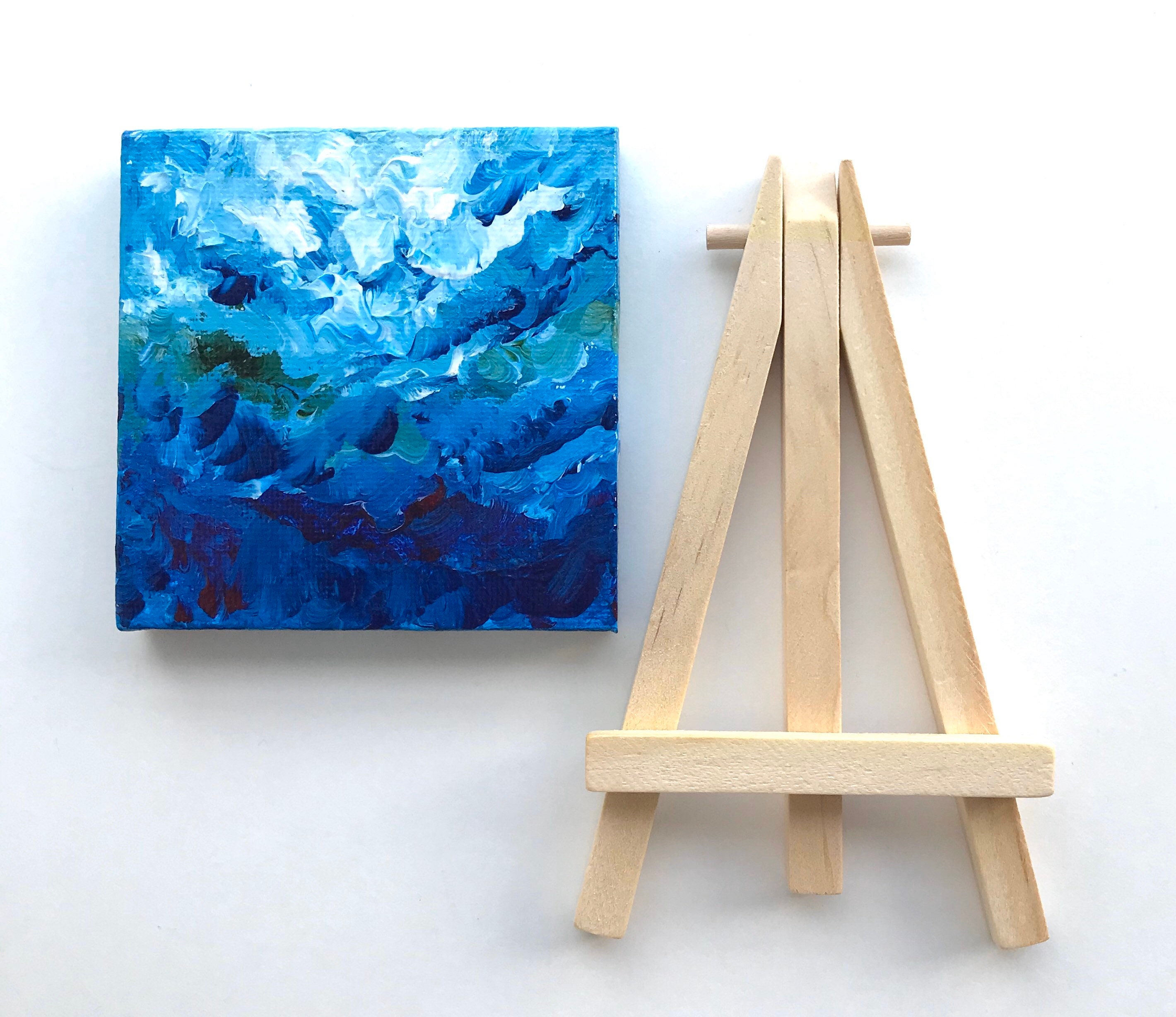 Super Easy 10 minute Mini Canvas Ocean Acrylic Painting 🌊 Paint