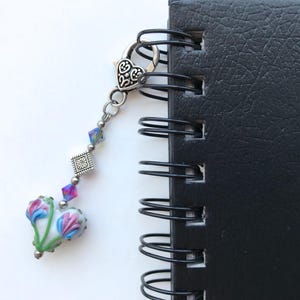 Amulette d&#39;agenda coeur tulipe, breloques de sac à main porte-clé coeur, sac à main pendant cadeau pour elle, breloque pour carnet de voyage, tirette, breloque pour sac mignon, ZP201