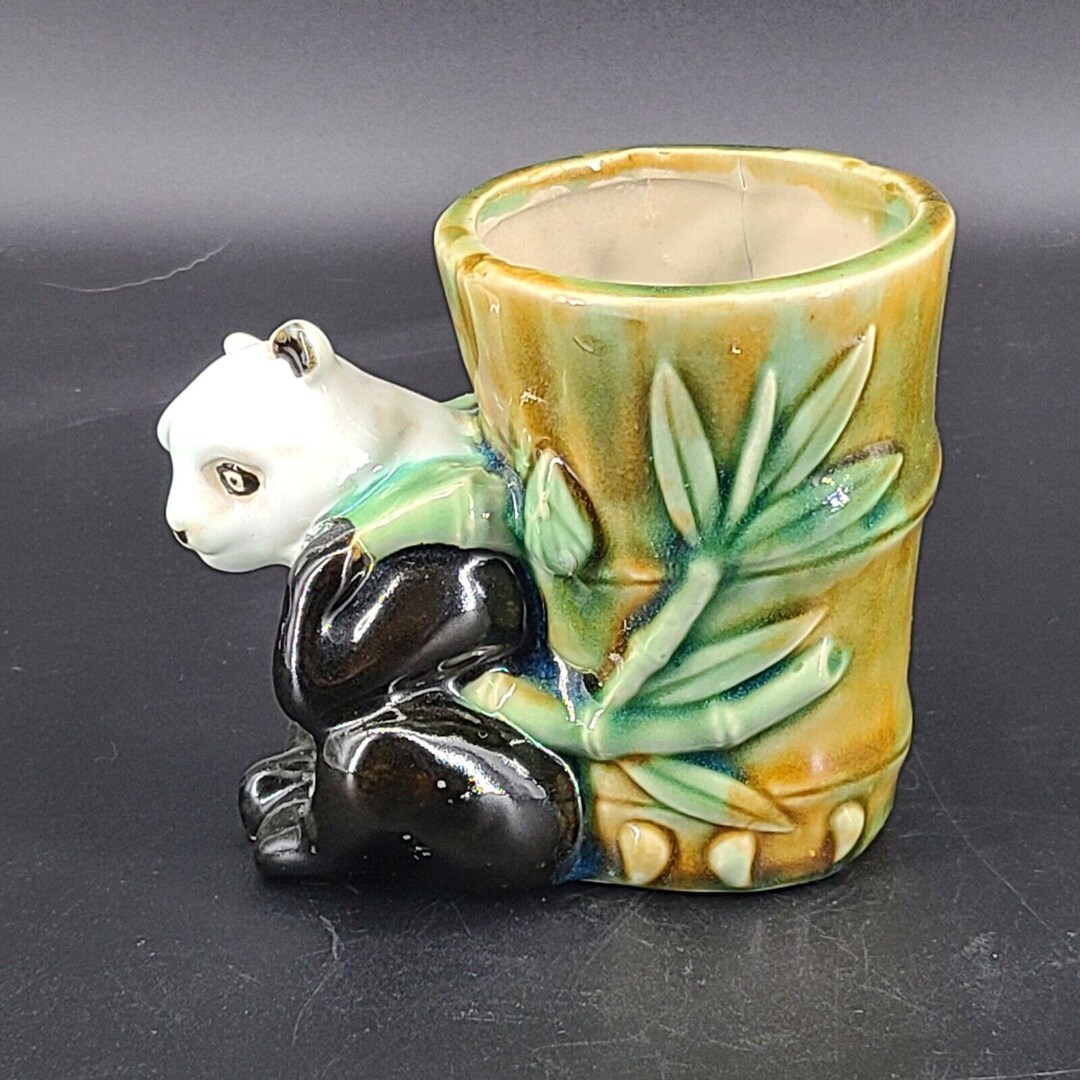Vintage Ceramic Panda Bamboo Basket Planter - Etsy UK
