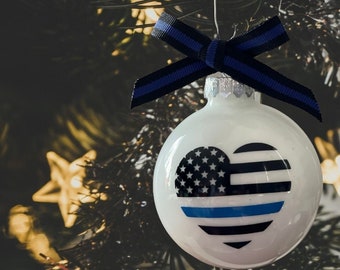 Thin Blue Line, Back the Blue, Police Ornament, Thin Blue Line Ornament, Cop Ornament