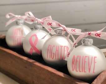 Breast Cancer Ornament, Breast Cancer Survivor, Breast Cancer Fighter, Breast Cancer Warrior, Faith over Fear