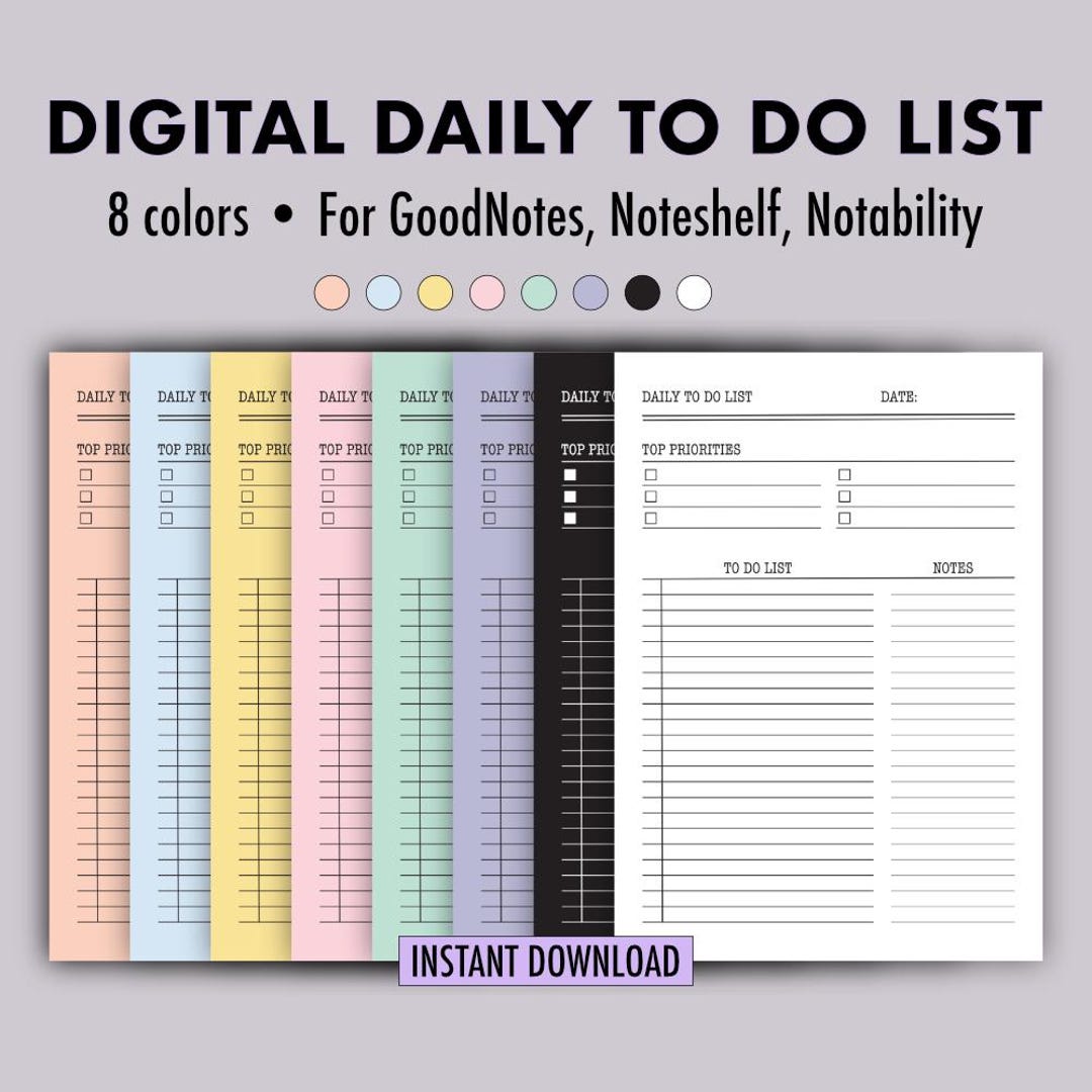 Minimalist To-do List Printable PDF Daily Planner Instant Download ...