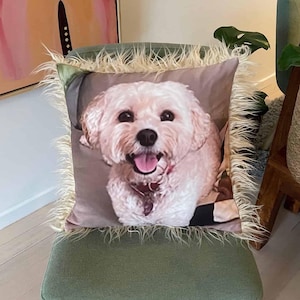 Faux Fur Shag Luxury Photo Cushions Australia, custom pet pillow,  pet memorial gifts, personalised pillow picture, pet loss, memorial gift