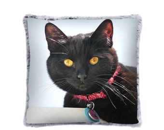 Pet portrait luxury pillows Australia, luxury pet photo cushions, cat lovers gift, cat memory, cat loss, personalised pet photo cushions