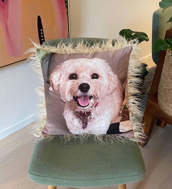 Faux Fur Pet Photo Pillow: Custom Pet Memorial Gift