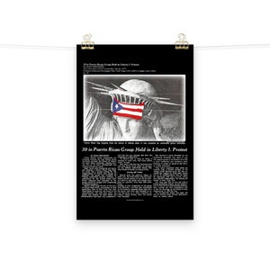 Puerto Rican Flag Statue of Liberty Protest Resiste Newspaper Article, Puerto Rico Wall Art, Taino, Boricua, Puerto Rico Souvenir Poster image 2