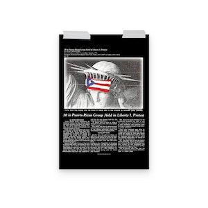 Puerto Rican Flag Statue of Liberty Protest Resiste Newspaper Article, Puerto Rico Wall Art, Taino, Boricua, Puerto Rico Souvenir Poster image 3