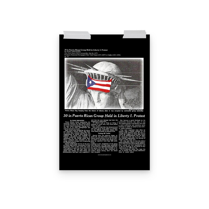 Puerto Rican Flag Statue of Liberty Protest Resiste Newspaper Article, Puerto Rico Wall Art, Taino, Boricua, Puerto Rico Souvenir Poster image 3