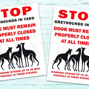 Funny Greyhound Dog Sign No Trespassing Sign Greyhound Gift Warning Sign Beware of Dog Sign Yard Sign Fence Sign Keep Gate Closed PIS67