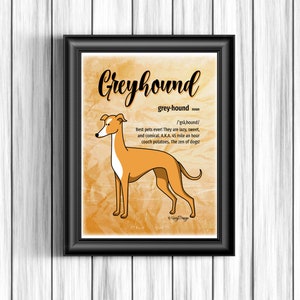 Greyhound Definition Wall Art | Greyhound Lover Gift