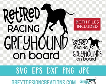 greyhound clipart svg bundle | greyhound lover svg | commercial use digital download | retired racing greyhound on board