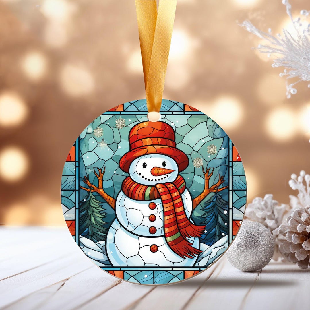 Snowman Stained Glass Ceramic Ornament | Handmade Keepsake Christmas ...