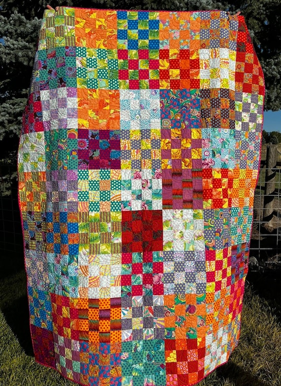 ブロックキルト 16 パッチ ブロック ツイン サイズ キルト - Etsy 日本