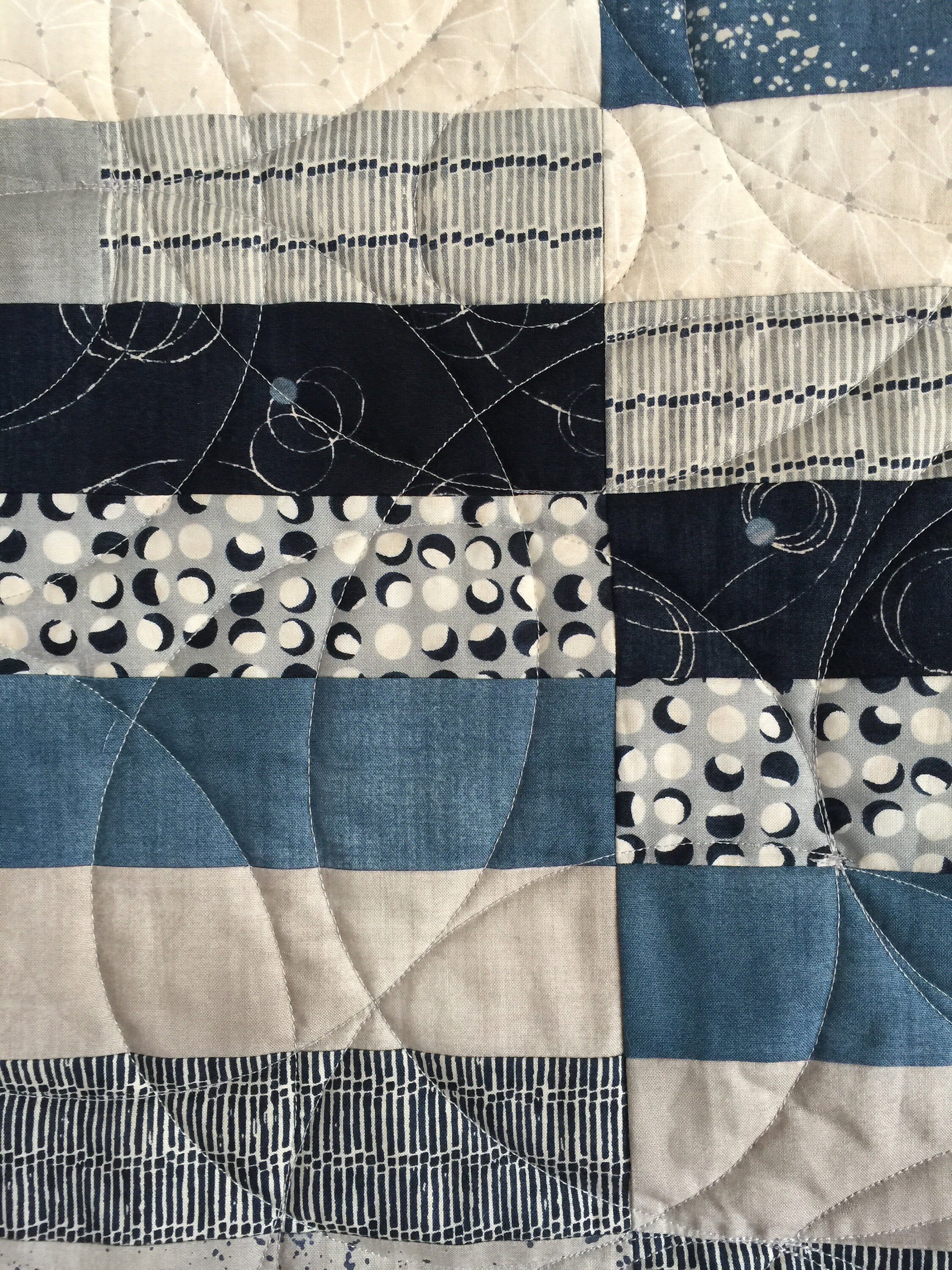 Modern Blue Stripes Quilted Wall Hanging/Throw